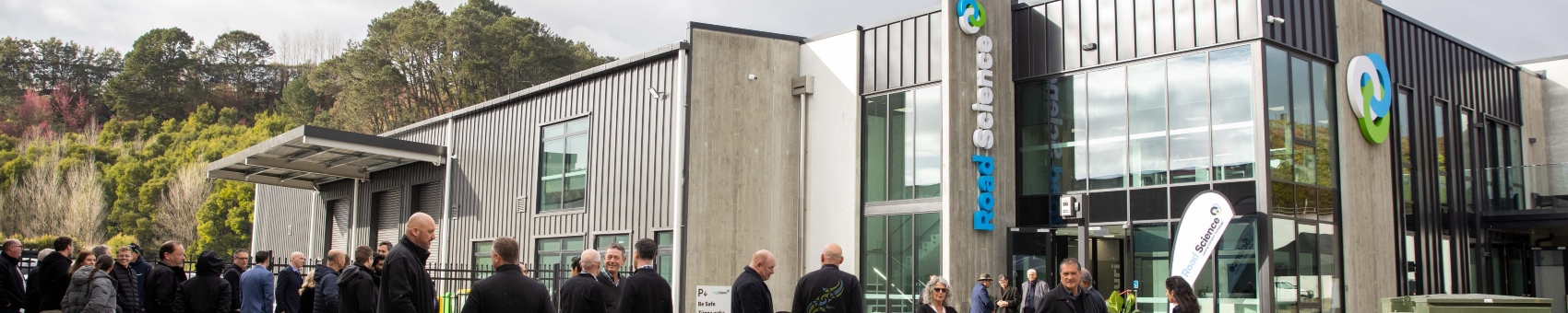 Road Science opens new Tauranga facility to accelerate growth Road Science building exterior with opening event guests in foreground