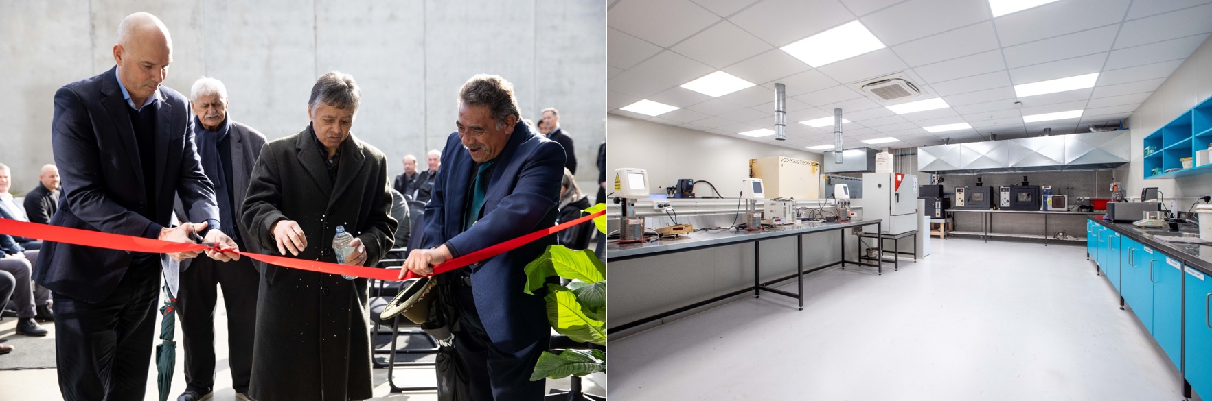 Road Science ribbon cutting; and interior of new laboratory